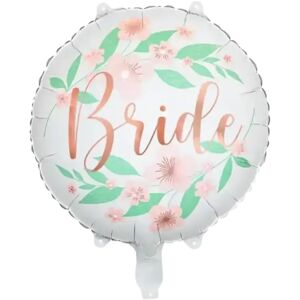 Party Deco Ballon en Aluminium - Bride Blanc motif Fleurs - 45cm