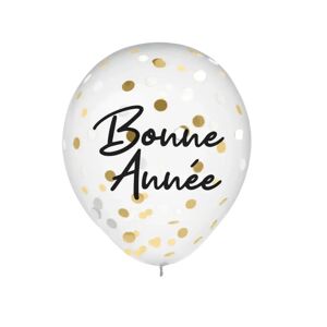Ballons Confettis Bleu Marine / Or Bonne Annee - Lot de 6