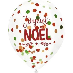 Ballons Confettis Noel 30cm - Lot de 6