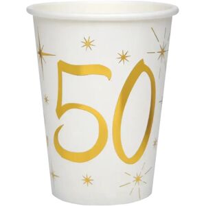 Santex Gobelet en papier Blanc/Or 50 ans (Lot de 10)