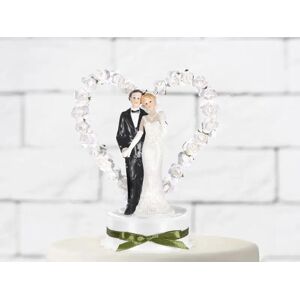 Party Deco Figurine mariage couple sur coeur blanc