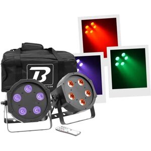 2 PROJECTEURS LED - FLAT PAR 5X5W 4IN1 SET - BOOMTONE DJ