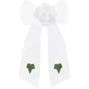 Party Deco Noeud en organza blanc avec rose blanche (lot de 4)