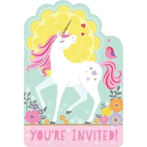 Amscan Invitation + Enveloppe Licorne Magique (Lot de 8)