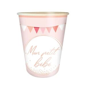 STC PRO Gobelet en papier Mon petit Bebe Rose - lot de 6 