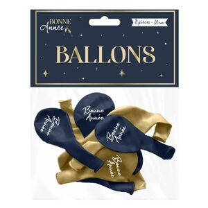 Ballons Bonne Annee Bleu Marine / Or 30cm - Lot de 8