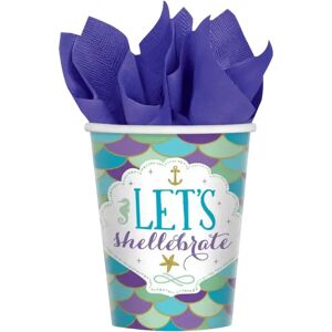 Amscan Gobelet en papier Sirene Let's Shellebrate (Lot de 8)