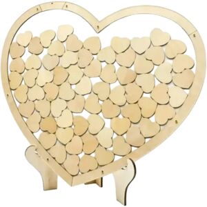 Party Deco Livre d'or en bois - Coeur + Support