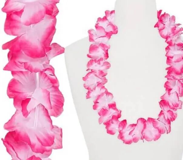 Collier Hawaïen à Fleurs Rose et Blanc