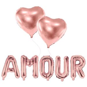 Party Deco PACK BALLONS AMOUR + 2 BALLONS COEURS OR ROSE