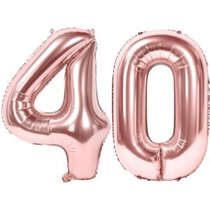 party deco Ballon Chiffre 40 ans aluminium Or Rose 86cm