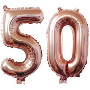 party deco Ballon Chiffre 50 ans aluminium Or Rose 86cm