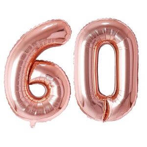 party deco Ballon Chiffre 60 ans aluminium Or Rose 86cm