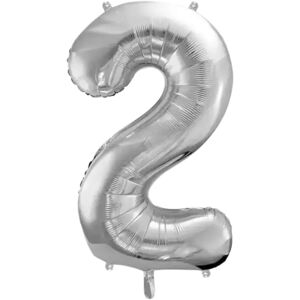 party deco Ballon anniversaire chiffre 2 Argent 86cm