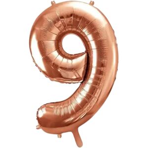 party deco Ballon anniversaire chiffre 9 Or Rose 86cm