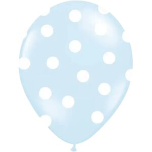 Party Deco Ballons bleus avec motifs ronds blancs (Lot de 6)