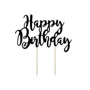 Party Deco Decoration pour gateau Happy Birthday noir