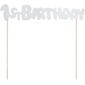 Party Deco Decoration pour gateau 1st Birthday argent paillete