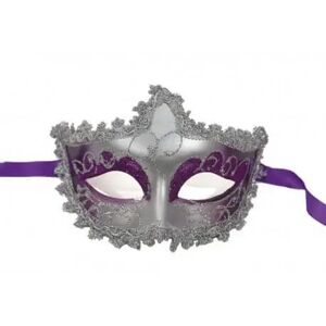 Party Pro Masque Venitien Violet Avec Contour Argent