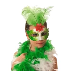 Party Pro Masque Venitien Avec Plume Vert