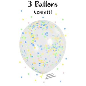 Cotillons Alsace Lot de 3 Ballons Confettis pastel