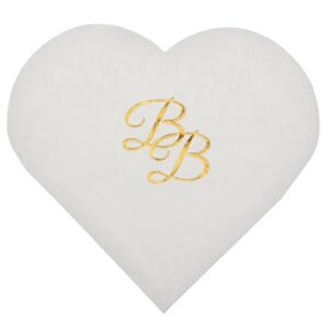 Santex Serviette Coeur Blanc inscription BB Or (Lot de 10)