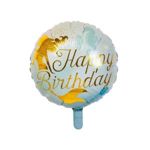 Boland Ballon en aluminium Sirene Happy Birthday bleu et dore 