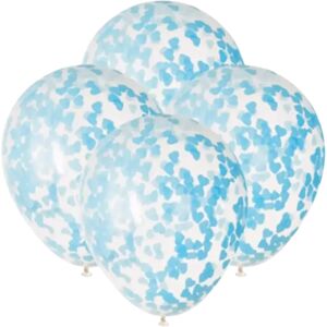 Cotillons Alsace Ballons 40cm avec confettis cœur bleu - Lot de 5