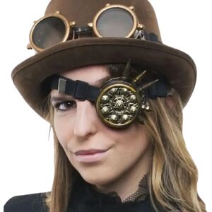 Monocle steampunk dore avec motifs et pointes