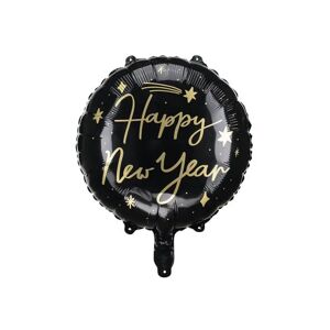 Party Deco Ballon Aluminium - HAPPY NEW YEAR - Noir & Or - 45cm