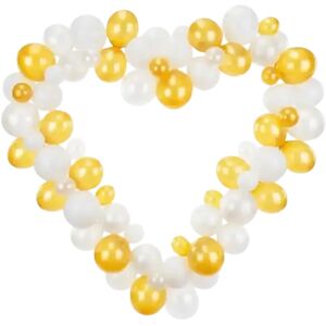 Party Deco Guirlande de ballons + Support - Coeur Blanc & Or - 160cm