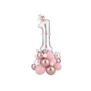 Party Deco Bouquet de Ballons Geant - Chiffre 1 Rose - 90x140cm