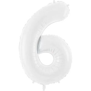 Ballon anniversaire chiffre 6 Blanc 86 cm