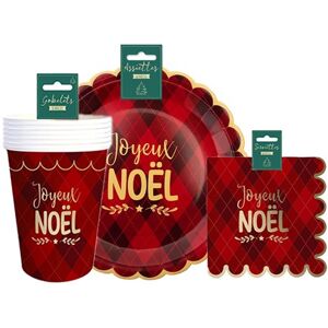 Pack Vaisselle Jetable Noel Traditionnel Joyeux Noel