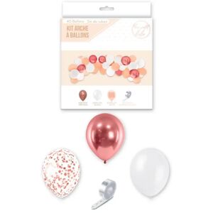 STC PRO Kit 40 Ballons pour Arche Baby Girl - Blanc/Rose/Or