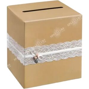 Party Deco Urne en papier kraft avec dentelle blanche