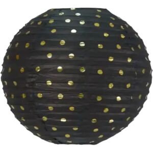 Party Pro Lanterne Japonaise noire a pois Or 35cm