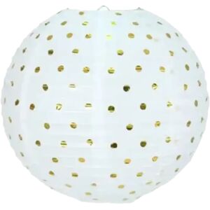 Party Pro Lanterne Japonaise blanche a pois Or 35cm