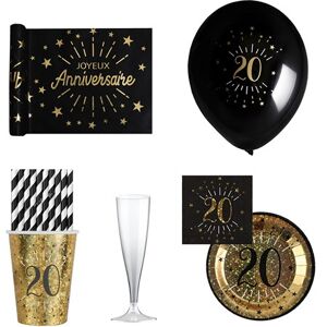 Santex Pack 20ans noir et or scintillant - 10 personnes 