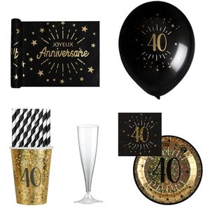 Santex Pack 40ans noir et or scintillant - 10 personnes 