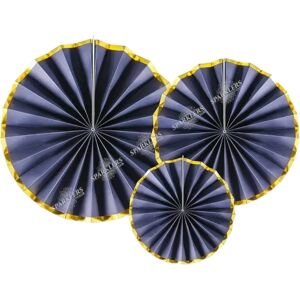 Party Deco Rosaces decoratives bleues a bords dores (3 pieces)