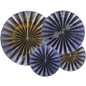 Party Deco Rosaces decoratives bleues avec motifs dores (4 pieces)