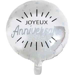 Santex Ballon Joyeux Anniversaire Metallise Argent ø45cm