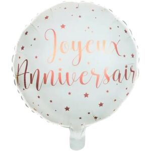 Santex Ballon Joyeux Anniversaire Blanc/Or Rose ø45cm