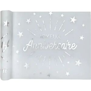 Santex Chemin de table Joyeux Anniversaire Argent - 5 metres