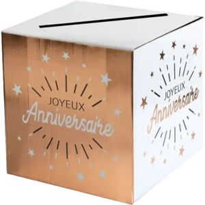 Santex Urne en papier Joyeux Anniversaire Or Rose/Blanc