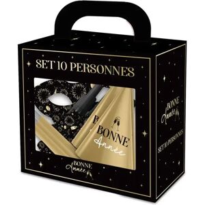 Set d'accessoires Bonne Annee Noir / Or - 10 Personnes