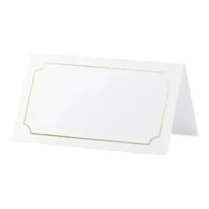 Party Deco Marque place original blanc et or (Lot de 10)