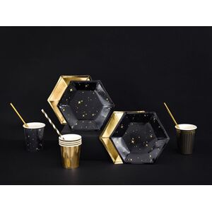 Party Deco PACK ASSIETTES PAPIER noir et or