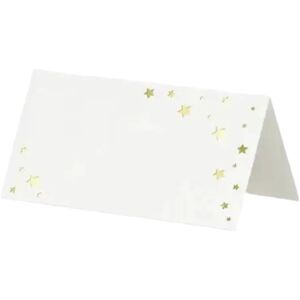 Party Deco Marque place en papier blanc avec des etoiles or (lot de 10)